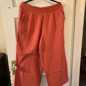 Coral Wide-Leg Pants